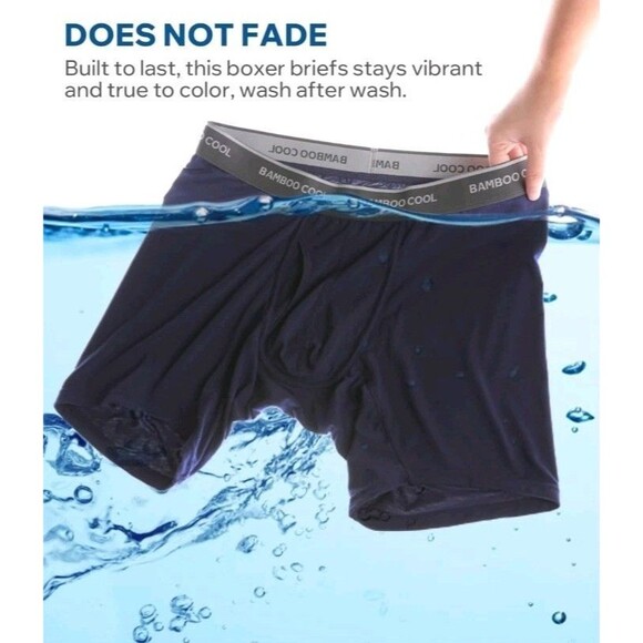 BAMBOO COOL Men's Ultra-Soft Breathable Boxer Briefs  Moisture Wicking XL - Picture 2 of 6